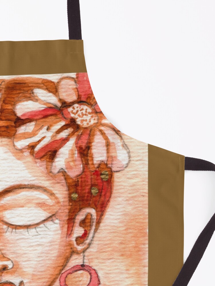 Alternate view of Frida Kahlo Portrait, Amber Orange Brown Colors, Meloearth Apron