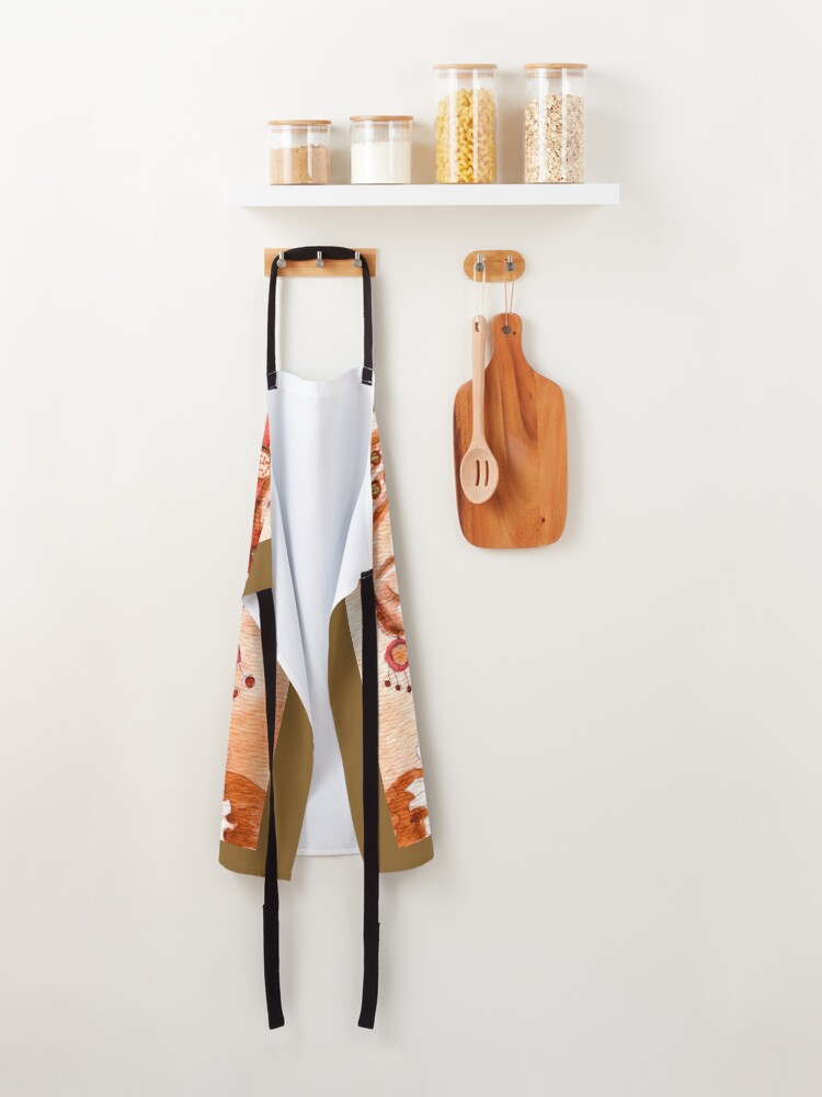 Alternate view of Frida Kahlo Portrait, Amber Orange Brown Colors, Meloearth Apron