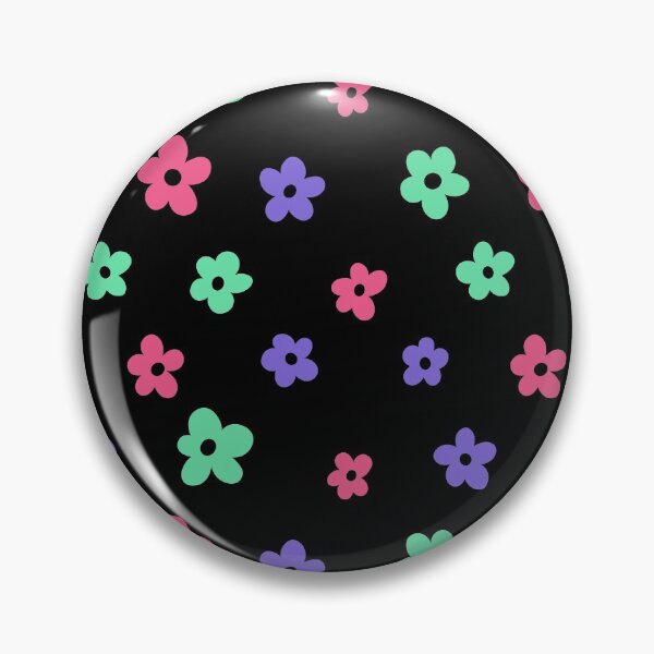 Item preview, Pink purple and green simple flower pattern (black background) designed and sold by -Lily-Anne-.