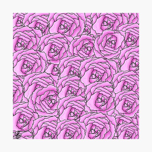 Hand Drawn Pink Rose Pattern Photographic Print