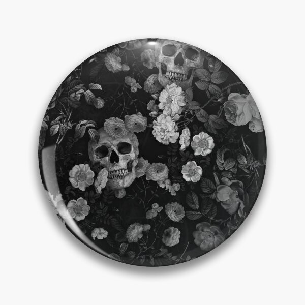 Item preview, Skull and Rose Pattern- Digital Collage (Black and white version) designed and sold by DoggoTankDesign.