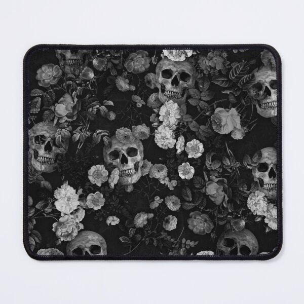 Item preview, Skull and Rose Pattern- Digital Collage (Black and white version) designed and sold by DoggoTankDesign.