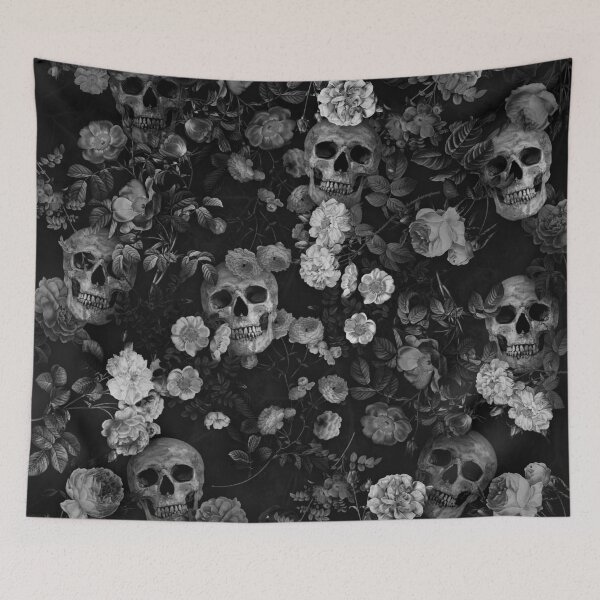 Item preview, Skull and Rose Pattern- Digital Collage (Black and white version) designed and sold by DoggoTankDesign.