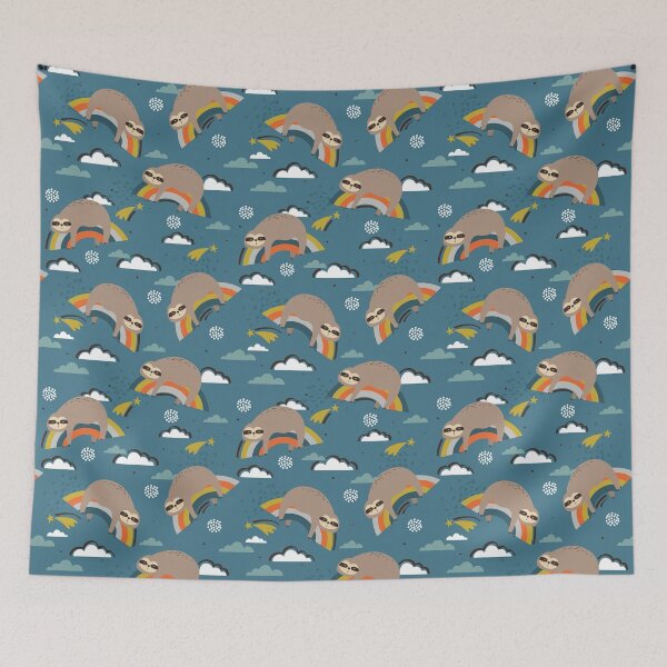 Artikelvorschau, Vintage Faultier auf Blau entworfen und verkauft von ArtCreations79.