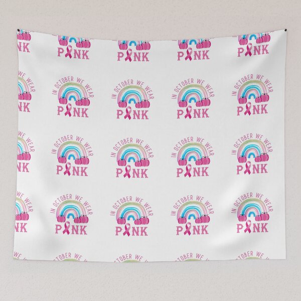 Item preview, In October We Wear Pink Pumpkin Plaid, Pink Pastel Rainbow designed and sold by DiensDesign.