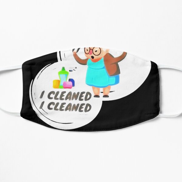 I Cleaned I Cleaned Funny Housekeeping Granny Broom Duster Flat Mask