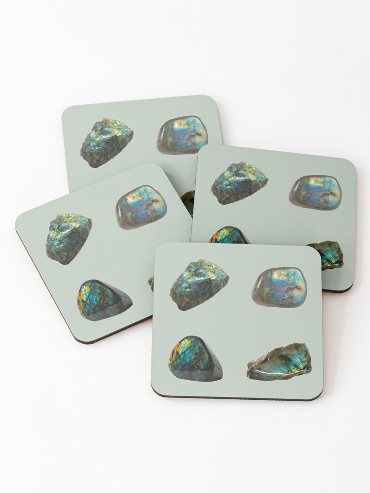 Thumbnail 1 of 5, Coasters (Set of 4), Labradorite Crystal designed and sold by mooneko.