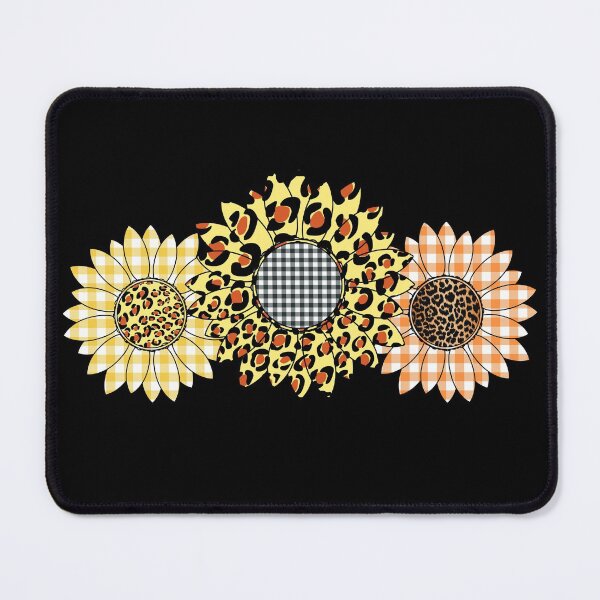 Item preview, 3 Sunflowers with Leopard and Yellow Gingham Plaid Harvest designed and sold by funnytshirtemp.