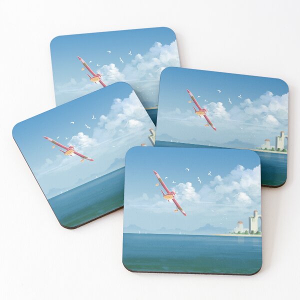 Item preview, Red bird and coastal city designed and sold by Syntetyc.