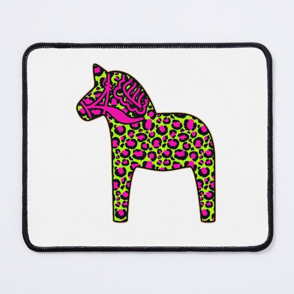 Item preview, Leopard Print Dala Dalarna Sweden Horse Dalecarlian Swedish Pink and green designed and sold by funnytshirtemp.