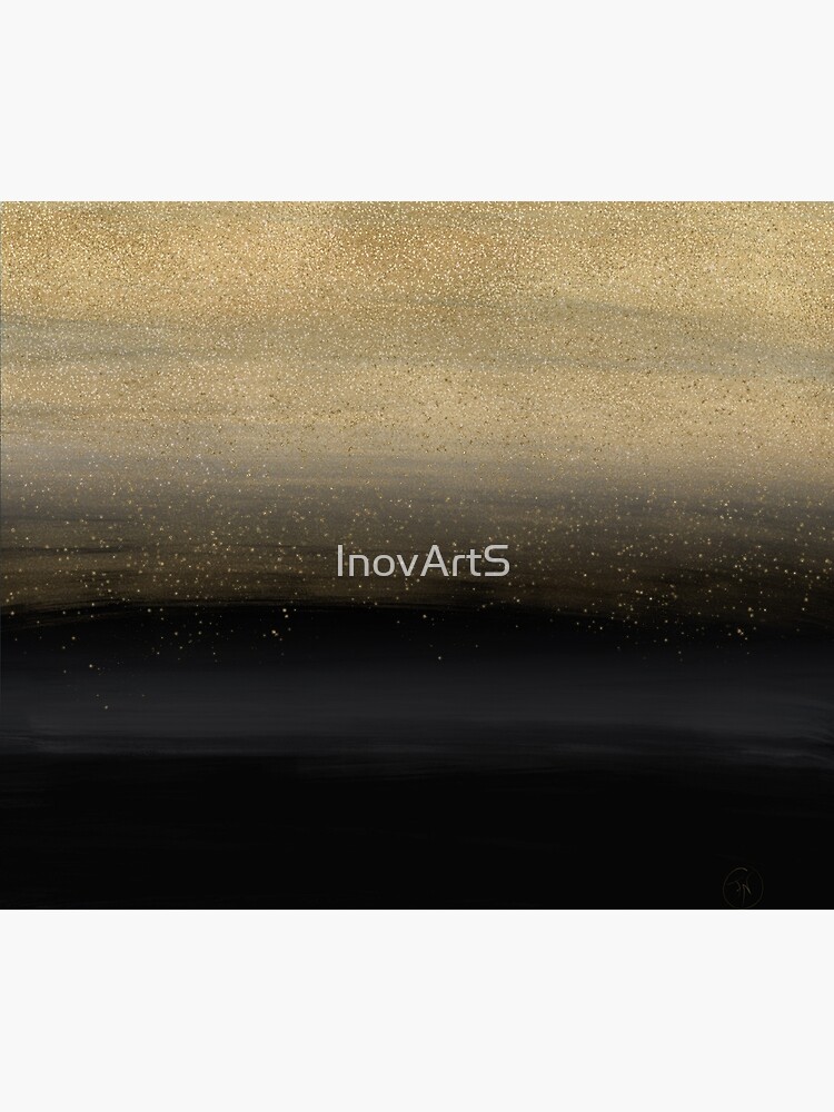 Modern Gold Black Brush Strokes Painting Shower Curtain