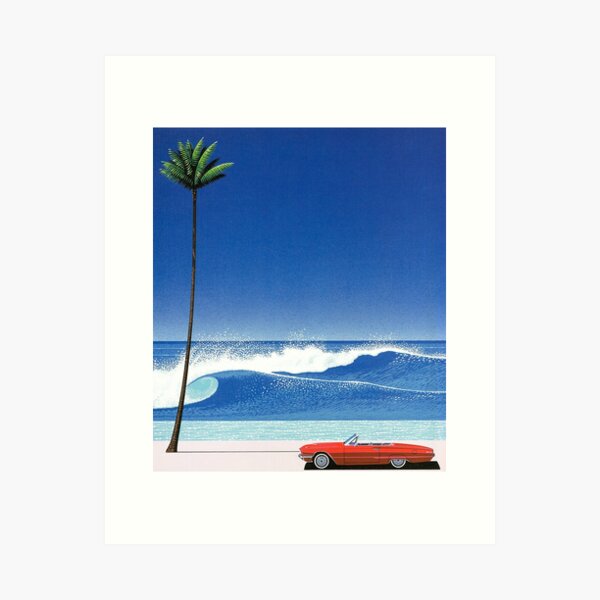 red car beach Art Print