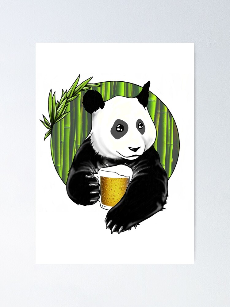 Panda and beer " Poster for Sale Ishmiakov Redbubble