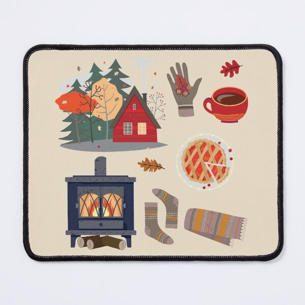 Item preview, Cozy Autumn Home, Fireplace, Pie, Socks, Scarf, Gloves, Hot Chocolate, Acorns and Leaves Set designed and sold by Alicia Chee.