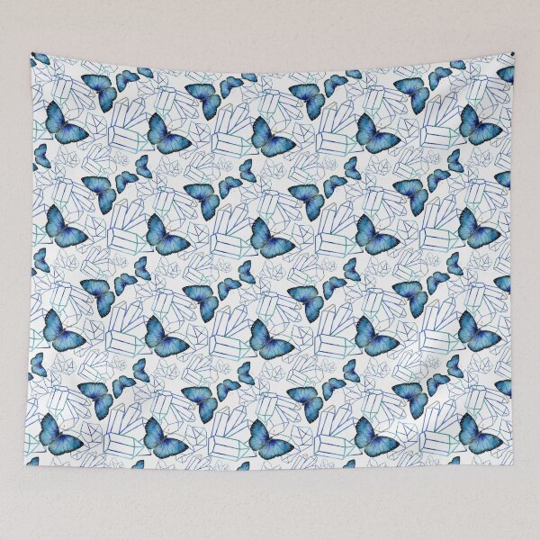 Item preview, Bright Blue Butterflies on a Faceted Blue Crystal Background. designed and sold by TeeRayBee.