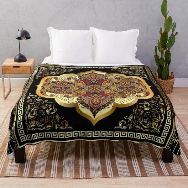 Item preview, Greek Key Border Golden Red and Black Paisley Design designed and sold by Yiorgos Designs.