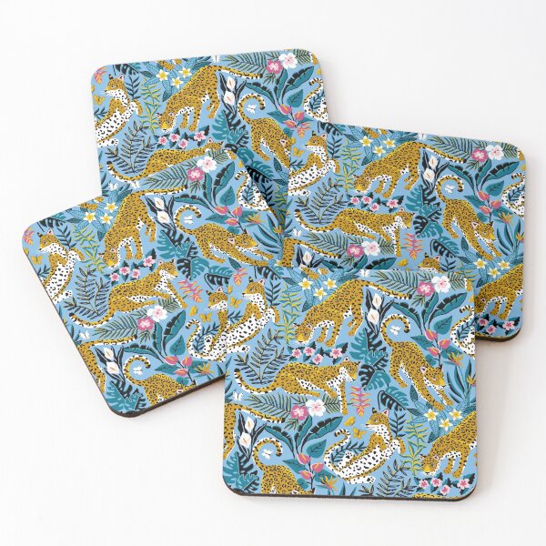 Item preview, Dancing Jaguar Jungle - Sky Blue designed and sold by TigaTiga.