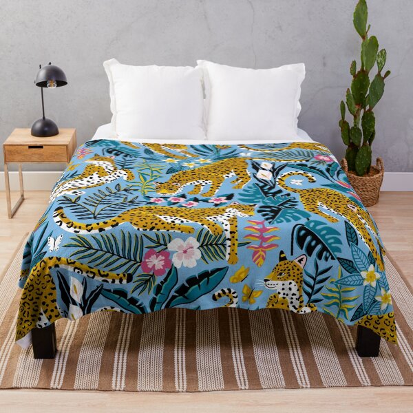 Item preview, Dancing Jaguar Jungle - Sky Blue designed and sold by TigaTiga.