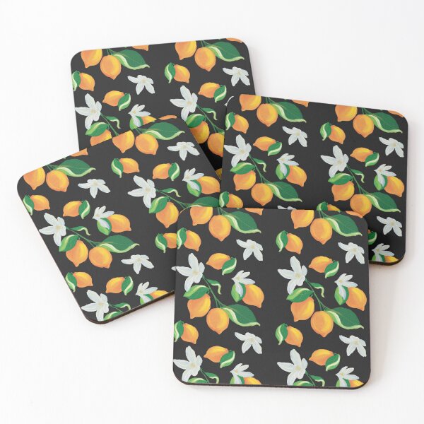 Item preview, Lemon flower Gouache colour in black designed and sold by Rosebossa.