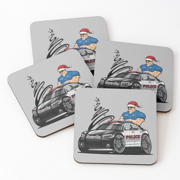 Item preview, DigiRods Christmas Holiday Santa Police Officer Charger Car Cartoon designed and sold by 3sistersrock.