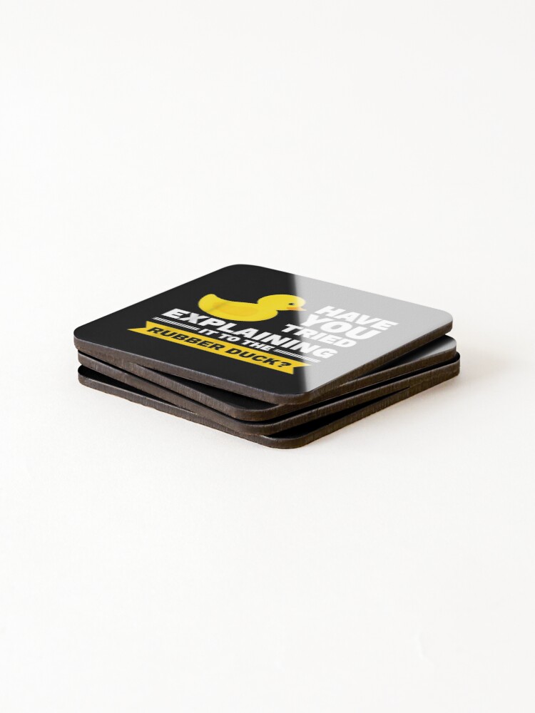 Thumbnail 4 of 5, Coasters (Set of 4), Programmer Rubber Duck Debugging designed and sold by maudean.
