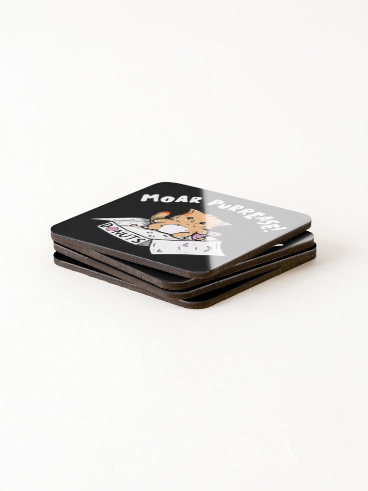 Thumbnail 4 of 5, Coasters (Set of 4), Cat Donut Moar Purrease designed and sold by Nakbartajh.