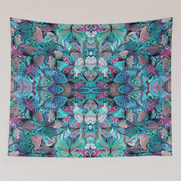 Item preview, Watercolor Colorful Butterflies Ornamental Pattern designed and sold by MyColorfulDream.