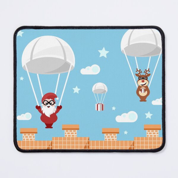 Item preview, Santa Claus and red nosed reindeer as parachutists designed and sold by SooperYela.