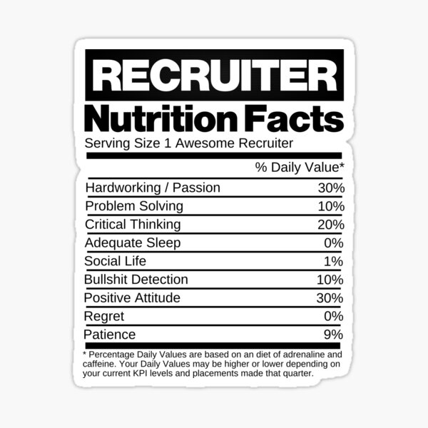 Item preview, Recruiter Nutrition Facts designed and sold by Click-Like.