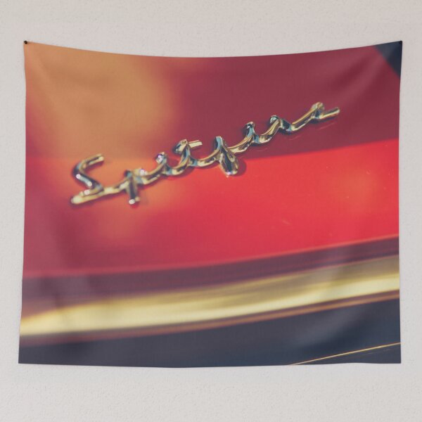 Item preview, Still life photo, Triumph Spitfire, chromed logo, british red sports car,  classic auto , Hasselblad fine art designed and sold by Spallutos.