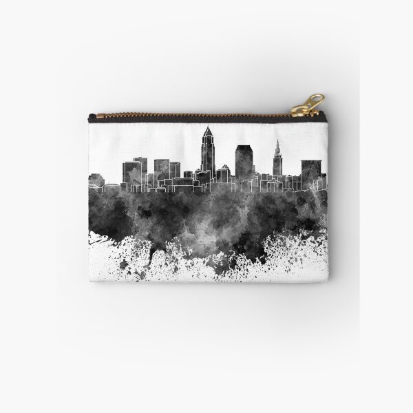 Item preview, Cleveland skyline in black watercolor on white background designed and sold by paulrommer.