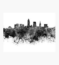 Cleveland skyline in black watercolor on white background Photographic Print