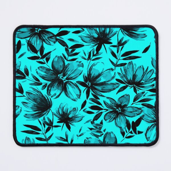 Item preview, Cyan & Black Watercolor Flowers designed and sold by B & K Store.