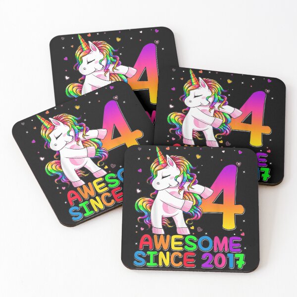 Item preview, 4 Years Old Unicorn Flossing 4th Birthday Girl Unicorn Party designed and sold by KeeganshiAon.