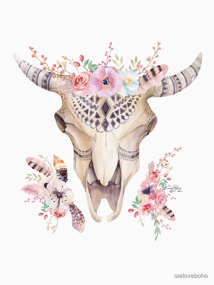 Floral cow skull de weloveboho