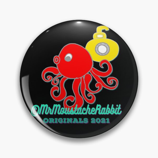 Item preview, Moustache Rabbit's Yellow Submarine Adventures Character Mr Butler Octopus & Submarine (on Black) designed and sold by ANIMALSDONTTALK.