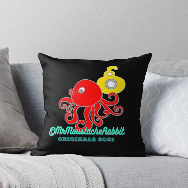 Item preview, Moustache Rabbit's Yellow Submarine Adventures Character Mr Butler Octopus & Submarine (on Black) designed and sold by ANIMALSDONTTALK.