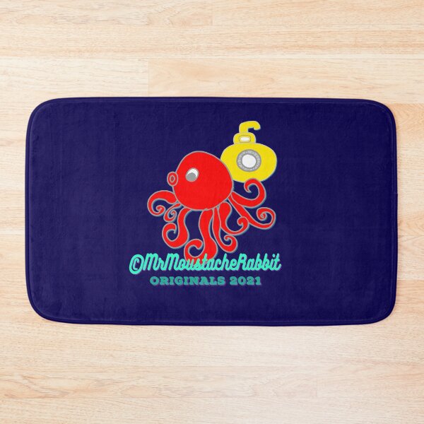 Item preview, Moustache Rabbit's Yellow Submarine Adventures Character Mr Butler Octopus & Submarine (on Black) designed and sold by ANIMALSDONTTALK.