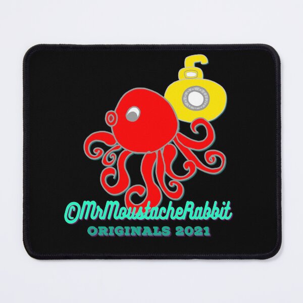 Item preview, Moustache Rabbit's Yellow Submarine Adventures Character Mr Butler Octopus & Submarine (on Black) designed and sold by ANIMALSDONTTALK.