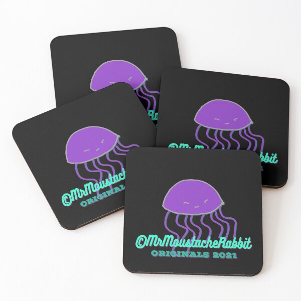 Item preview, Mr Moustache Rabbit's Yellow Submarine Adventures Character Ms Quirky Jellyfish (on Black) designed and sold by ANIMALSDONTTALK.