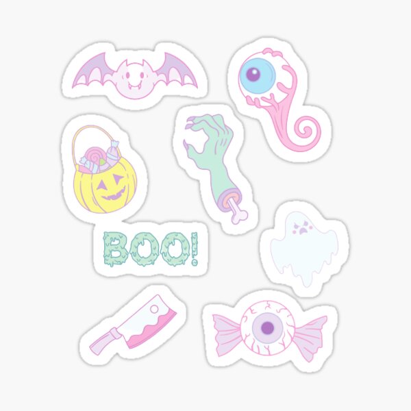 "Cute pink Halloween " Sticker for Sale by Nooralhuda Redbubble