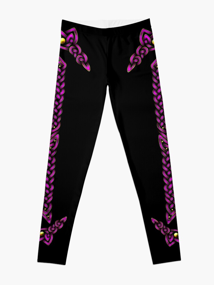 Alternate view of Celtic Knotwork - Gold and Pink Leggings