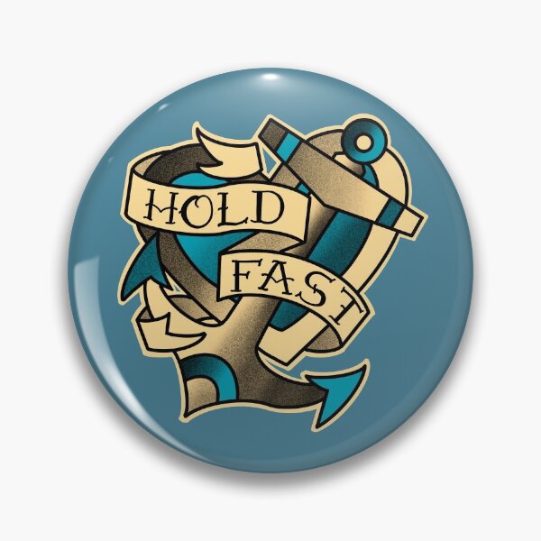 Item preview, Hold fast, anchor and heart tattoo in aqua blue designed and sold by weilertsen.