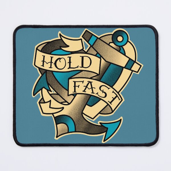 Item preview, Hold fast, anchor and heart tattoo in aqua blue designed and sold by weilertsen.