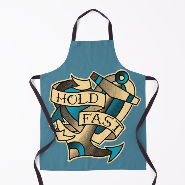 Item preview, Hold fast, anchor and heart tattoo in aqua blue designed and sold by weilertsen.