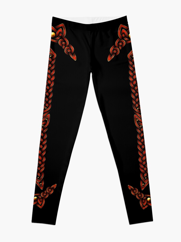 Alternate view of Celtic Knotwork - Gold and Red Leggings