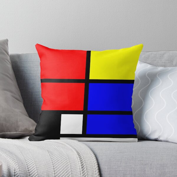 Mondrian style art deco design in basic colors Throw Pillow