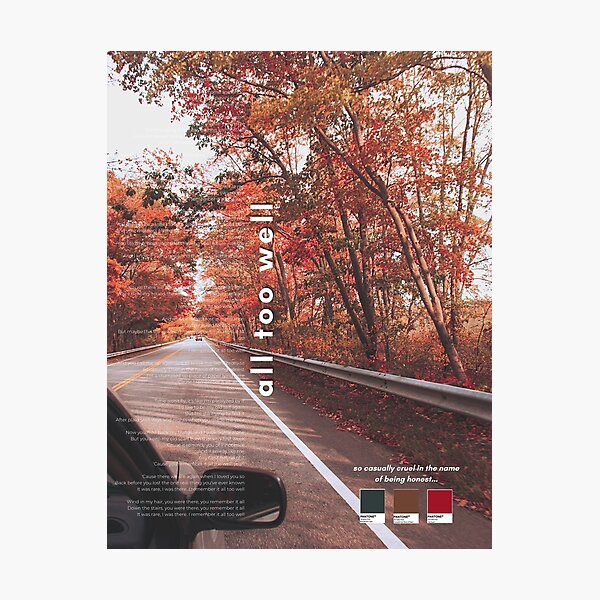 All Too Well (Taylor's Version) Taylor Swift Poster - Red Album Re-Recording Photographic Print