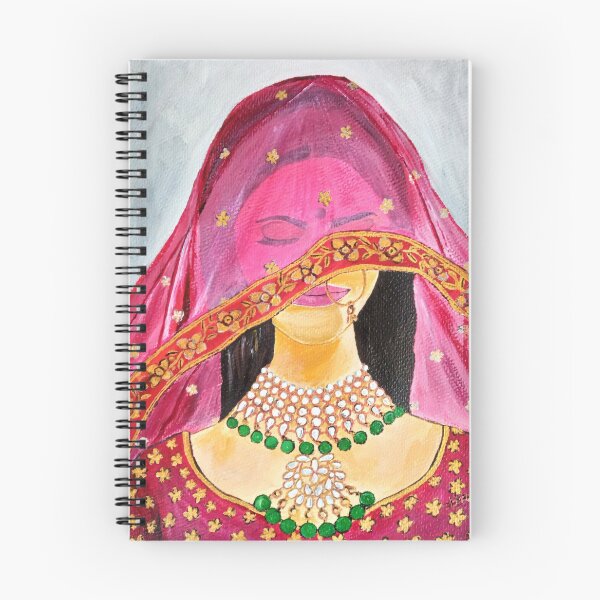 Item preview, Indian Bride studded in jewelry and draped in veil Painting designed and sold by Abha-Hues.