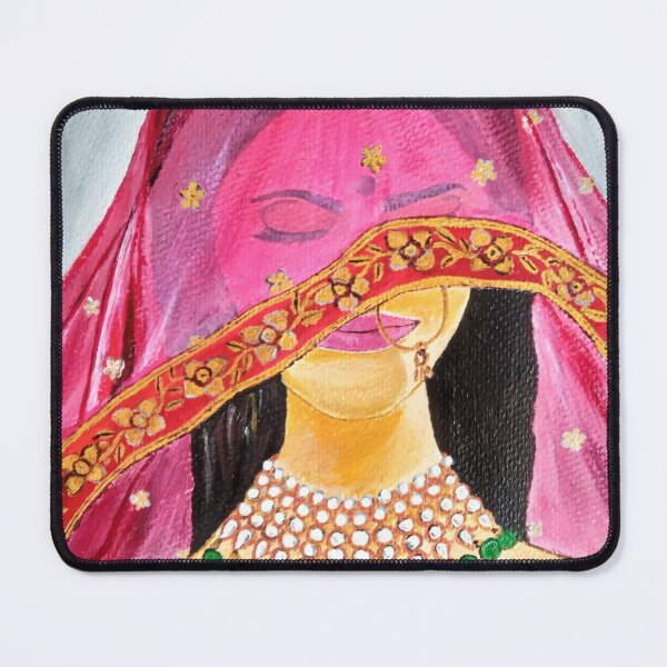 Item preview, Indian Bride studded in jewelry and draped in veil Painting designed and sold by Abha-Hues.